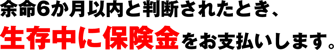 余命6か月以内と判断されたとき、生存中に保険金をお支払いします。